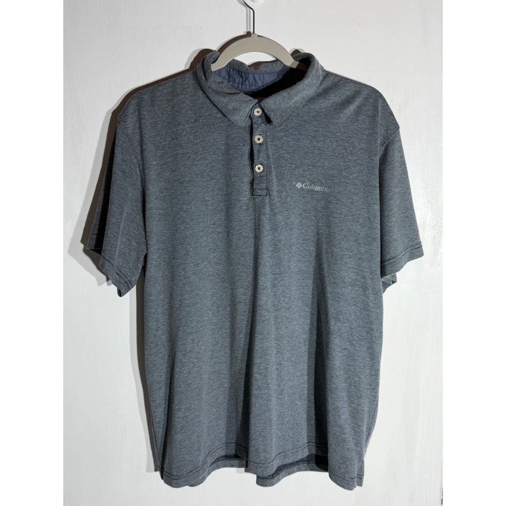 Columbia Omni-Wick Polo Short Sleeve Shirt Micro Stripped Grey XL